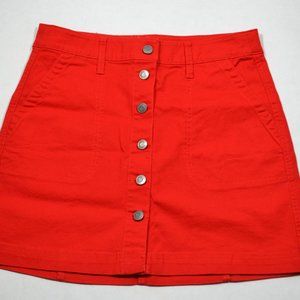 J. Crew II RED Button Front Mini Skirt